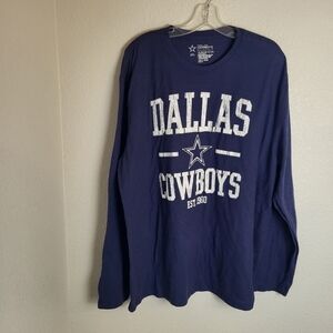 Dallas Cowboys Authentic Long Sleeve Distressed Tee Shirt Blue Size 2XL